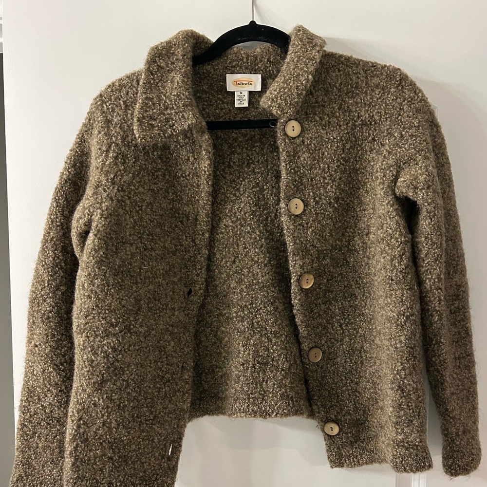 Talbots Brown Bouclé Button-Up Cardigan - Picture 2 of 8